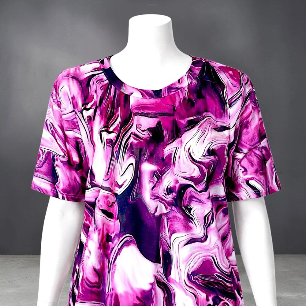 New Chic Me Pink Marble Swirl Short Sleeve Short Set